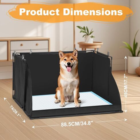 Uross Dog Pee Pad Holder with High Walls, Foldable Indoor Puppy Potty Training Station, Extra Large No-Spill Pet Litter Box Toilet for Male Dogs to Stop Peeing in House- Black in Saudi Arabia
