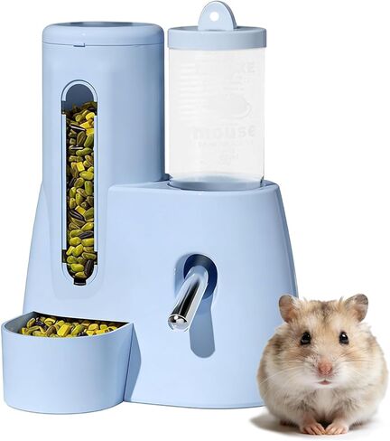 Hamster Food Bowl Guinea Pig Water Bottle No Drip - 2-in-1 Automatic Feeder and Waterer with Roller Ball Design, 300ml+80ml in Kuwait