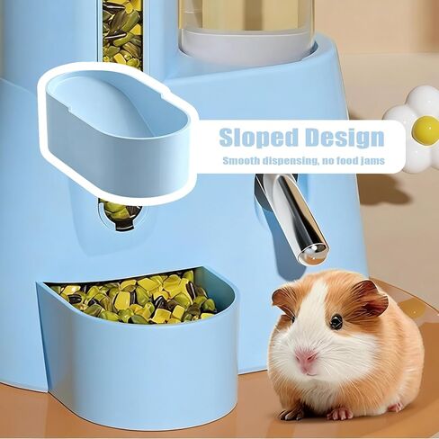 Hamster Food Bowl Guinea Pig Water Bottle No Drip - 2-in-1 Automatic Feeder and Waterer with Roller Ball Design, 300ml+80ml in Kuwait