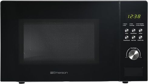 فرن ميكروويف إيمرسون MW1101B-A مع زر تحكم، شاشة LED 1000 وات، 10 مستويات طاقة، 6 قوائم تلقائية، قرص دوار زجاجي وقفل آمن للأطفال، 1.1 قدم مكعب. قدم، أسود in Kuwait