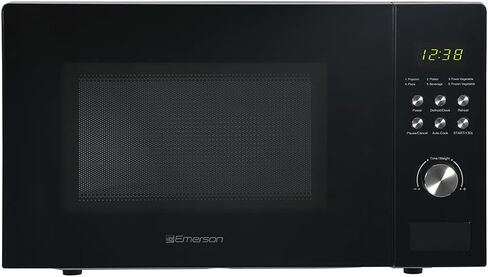 فرن ميكروويف إيمرسون MW1101B-A مع زر تحكم، شاشة LED 1000 وات، 10 مستويات طاقة، 6 قوائم تلقائية، قرص دوار زجاجي وقفل آمن للأطفال، 1.1 قدم مكعب. قدم، أسود in Kuwait