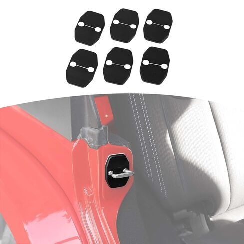 RT-TCZ JK Accessories for Jeep Wrangler Door Lock Cover Buckle ABS Decor Trim Door Locker Protector Decoration Cover Sticker for JK 2007-2018 6 PCS Black for Jeep Wrangler Accessories in Saudi Arabia