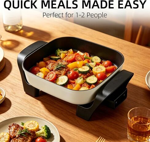 8" Electric Skillet with PFAS-Free Non-Stick Ceramic Coating, Removable Electric Frying Pan with Adjustable Temperature, Reversible Design, Tempered Glass Lid, Green in Kuwait