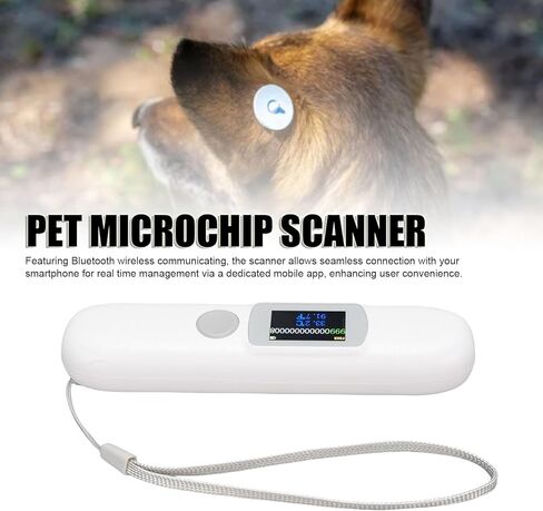Luocute Pet Microchip Scanner Bluetooth، قارئ شرائح الحيوانات 3 في 1 مع شاشة ملونة 1.14 بوصة وقراءة درجة الحرارة، لإدارة ISO 11784 11785 FDX B in Kuwait