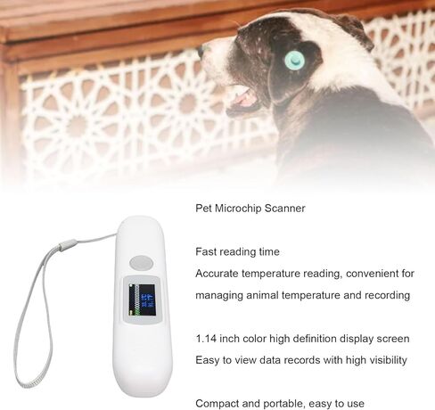 Luocute Pet Microchip Scanner Bluetooth، قارئ شرائح الحيوانات 3 في 1 مع شاشة ملونة 1.14 بوصة وقراءة درجة الحرارة، لإدارة ISO 11784 11785 FDX B in Kuwait