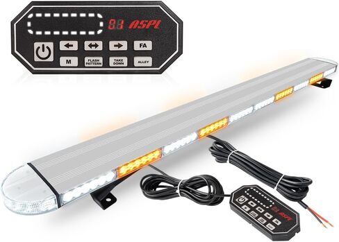 ASPL 49 بوصة منخفضة الطوارئ الطوارئ شريط أضواء strobe شريط وميض تحذير مستشار حركة المرور الخطر/الألومنيوم الكامل/إنزل ومرقاء ضوء الشاحنات مركبات البناء (العنبر/الأبيض) in Saudi Arabia