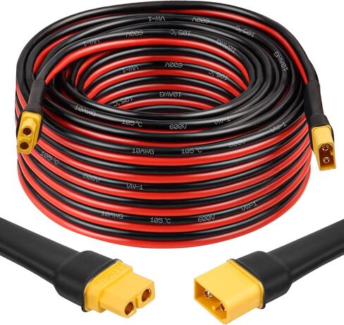 2 قطعة XT60 تمديد كابل 10AWG 1FT XT60 إلى XT60 كابل مع ذكر إلى موصل سالب لمحطة الطاقة المحمولة لوحة طاقة شمسية RC البطارية in Saudi Arabia