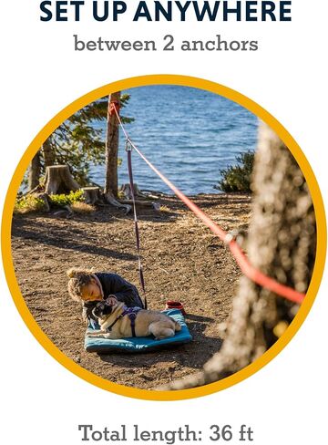 Ruffwear، نظام ربط الكلاب Knot-a-Hitch، وصلة وصل محمولة لمواقع التخييم والحدائق والساحات، طين أحمر in Kuwait