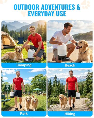 PETNF Dog Water Bottle Portable 1 Gallon (128oz), Automatic Gravity Dog Water Bowl Dispenser with Pull-Out Drinking Bowl, Large Capacity for Travel, Camping, Hiking, Beach & Road Trips, BPA-Free in Saudi Arabia