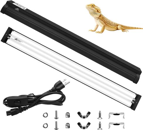 مجموعة تركيبات إضاءة الزواحف T5 10.0 UVB، ضوء UVA UVB عالي الإخراج 8 وات مع عاكس سبيكة أوسع مطور للتنين الملتحي والسحالي والسلاحف وغيرها من الزواحف الصحراوية أو الاستوائية (12.5 بوصة) in Kuwait