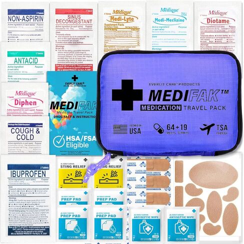 السفر الأساسي للطب الأساسيات الإسعافات الأولية حزمة إعادة ملء I -BONUS Medical Supplies I TSA MEDKIT MEDKIT متوافقة in Saudi Arabia