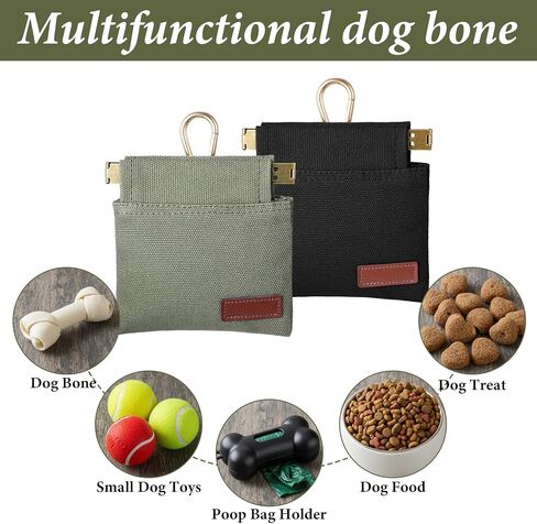 Dog Treat Training Pouch, 2Pcs Portable Puppy Treat Pouch Canvas Training Pouches for Pet Training Hand Free Dog Walking Bag with Carabiner Auto Closing Pet Feed Snack Reward for Travel Outdoor Use in Kuwait
