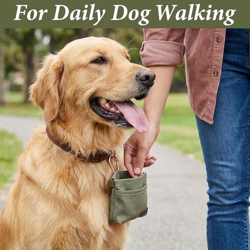 Dog Treat Training Pouch, 2Pcs Portable Puppy Treat Pouch Canvas Training Pouches for Pet Training Hand Free Dog Walking Bag with Carabiner Auto Closing Pet Feed Snack Reward for Travel Outdoor Use in Kuwait