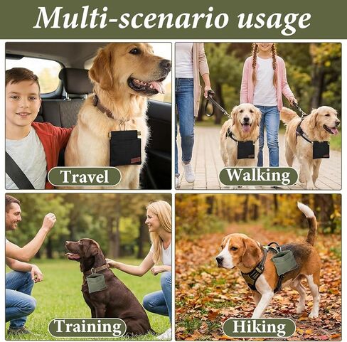 Dog Treat Training Pouch, 2Pcs Portable Puppy Treat Pouch Canvas Training Pouches for Pet Training Hand Free Dog Walking Bag with Carabiner Auto Closing Pet Feed Snack Reward for Travel Outdoor Use in Kuwait