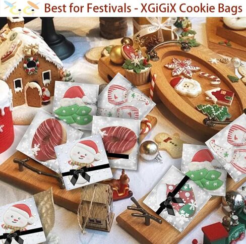 XGiGiX مجموعة أكياس البسكويت/الحلوى/الحلوى ذاتية اللصق - 200 قطعة. أكياس سيلوفان فروستيد منقطة باللون الأبيض (4 × 4 بوصة، 100 قطعة). أكياس تشيلو شفافة كبيرة وقابلة للإغلاق للمخبوزات (4.7 بوصة × 4.7 بوصة، 100 قطعة). (100 نقطة بيضاء +100 عقدة) in Saudi Arabia