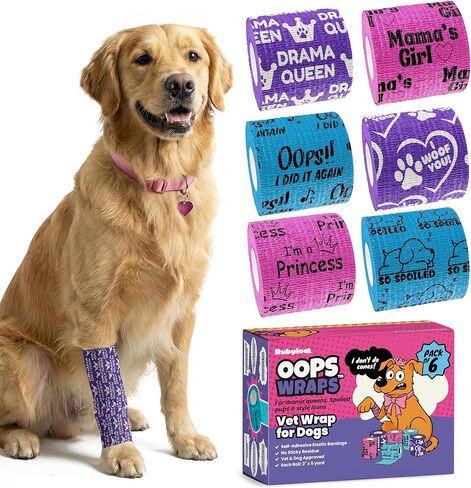 Vet Wrap for Dogs – Funny Dog Bandage for Wounds – Girls 6 Pack 2" Self-Adhesive Vet Tape – Breathable Pet Wrap Bandage for Hot Spots & Injuries – Dog First Aid Kit Supplies – Oops Wraps by Rubyloo in Kuwait
