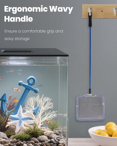 Pawfly Fish Net for Fish Tank, Fish Tank Net, Aquarium Net with Metal Handle and Plastic Mesh, Small Fish Net Minnow Net for Small Ponds, Freshwater and Saltwater, 3.8" x 3.3" in Kuwait
