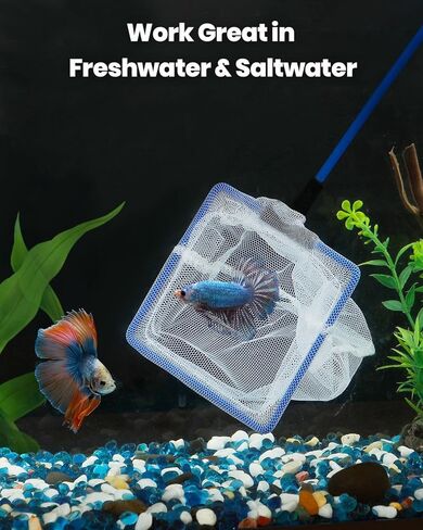 Pawfly Fish Net for Fish Tank, Fish Tank Net, Aquarium Net with Metal Handle and Plastic Mesh, Small Fish Net Minnow Net for Small Ponds, Freshwater and Saltwater, 3.8" x 3.3" in Kuwait