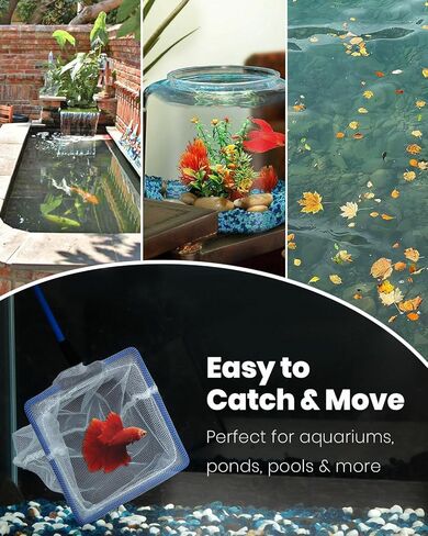 Pawfly Fish Net for Fish Tank, Fish Tank Net, Aquarium Net with Metal Handle and Plastic Mesh, Small Fish Net Minnow Net for Small Ponds, Freshwater and Saltwater, 3.8" x 3.3" in Kuwait