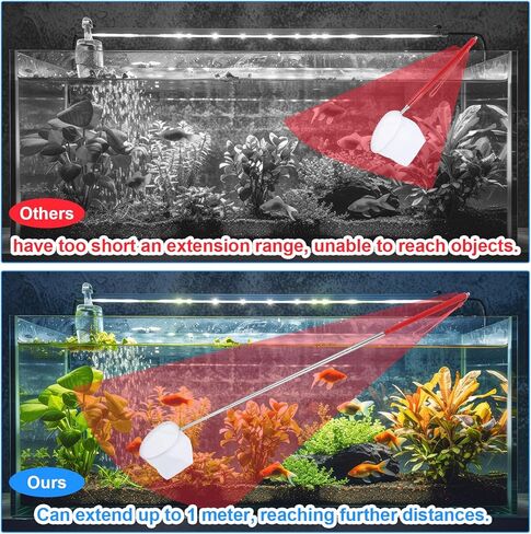 Tyqour Fish Tank Net Small Extendable Aquarium Net with Long Handle 8.6-39 Inch Aquarium Fish Net, Surface Skimmer Aquarium Minnow Net for Fish Shrimp Tank, Small Ponds, Creek in Kuwait