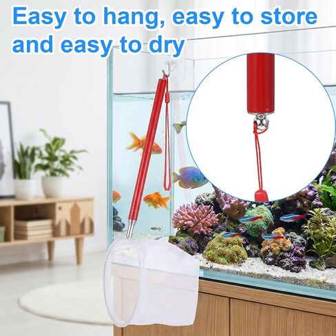 Tyqour Fish Tank Net Small Extendable Aquarium Net with Long Handle 8.6-39 Inch Aquarium Fish Net, Surface Skimmer Aquarium Minnow Net for Fish Shrimp Tank, Small Ponds, Creek in Kuwait