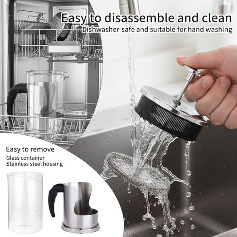 ماكينة صنع القهوة الفرنسية بالضغط 27oz، ماكينة صنع القهوة بالضغط من الفولاذ المقاوم للصدأ 304 وزجاج البورسليكات مع فلتر متعدد الطبقات - ماكينة تحضير القهوة المقاومة للحرارة للمنزل والمكتب والسفر والتخييم والشاي المشروب البارد in Kuwait