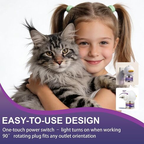 Cat Calming Pheromone Diffuser, Cat Anxiety Relief Diffuser Plug in Calmer with 2 Diffusers & 4 Refills, Reduce Cat Anxiety, Cat Fighting, Urine Marking, Scratching & Stress 48ml/Bottle for All Cats in Kuwait
