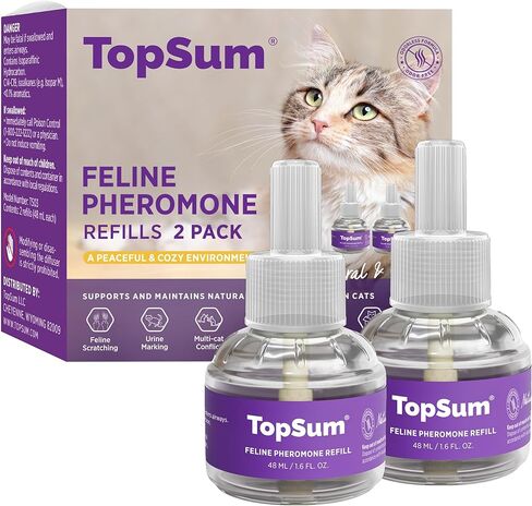 موزع الفرمون المهدئ للقطط من TopSum: الفيرومونات القططية تعمل على تخفيف التوتر، في المنزل، الرش، القتال، الخدش، العدوان والمواء المفرط (أرجواني - عبوتين) in Kuwait