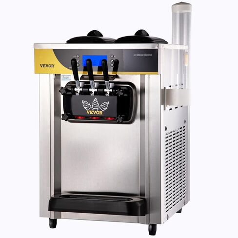 VEVOR Commercial Ice Cream Machine, 21 QT/H Soft Serve Ice Cream Maker with LCD Panel Auto Clean 3-Flavor Pre-cooling for Restaurant Snack Bar in Kuwait