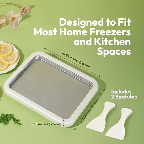 Rolled Ice Cream Maker - Instant Freeze Tray Roller for DIY Ice Cream Roll Homemade Frozen Yogurt Gelato Sorbet - Stainless Steel Cold Plate Pan Icecream Rolling Board Kit with 2 Spatulas in Kuwait