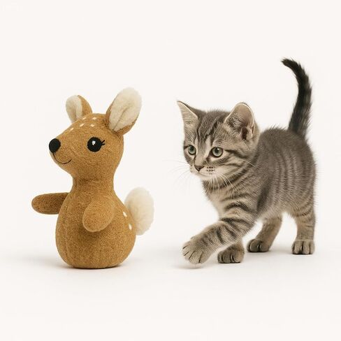 Catnip Stuffed Deer Cat Toy Soft Polyester Kitten Chew & Play Toy Cute Plush Bear with Hanging Loop in Kuwait