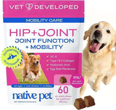Native Pet Inflammatory Care - Pain Relief for Dogs - Green-Lipped Mussel, Turmeric & Collagen for Dogs - Hip and Joint Supplement Supports Healthy Inflammatory Response & Joint Comfort - 30 Chews in Kuwait