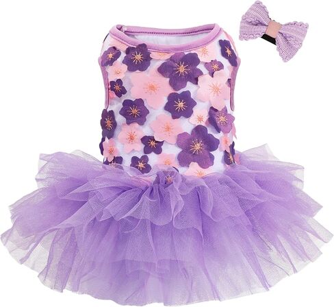 Dog Dress, Fashion Puppy Tutu Princess Dresses for Small Dogs Girl, Sweet Skirt with Dog Bowknot Clips, Spring Dog Cat Clothes Pet Apparel (Denim Princess Dress, XX-Small) in Saudi Arabia
