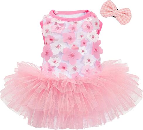 Dog Dress, Fashion Puppy Tutu Princess Dresses for Small Dogs Girl, Sweet Skirt with Dog Bowknot Clips, Spring Dog Cat Clothes Pet Apparel (Denim Princess Dress, XX-Small) in Saudi Arabia