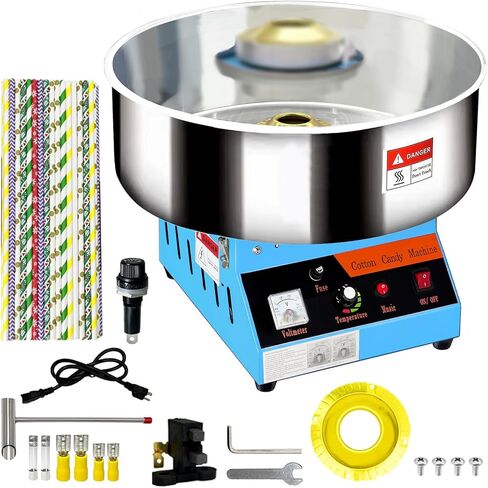 Cotton Candy Machine Commercial, 20" Electric Cotton Candy Maker, 1080W Candy Floss Maker with Sugar Scoop and Lights Music, Perfect for Family Party Amusement Park Carnival in Kuwait