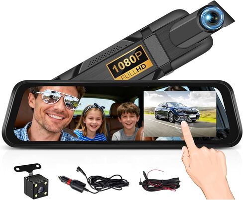 Mirror Dash cam Backup Camera, 4.5 inch with 1080P IPS Screen Mirror for Cars Front and Rear View Backup Camera Night Vision, Parking Assistance, Loop Recording, 24 Hours Parking Mode, G-Sensor in Saudi Arabia