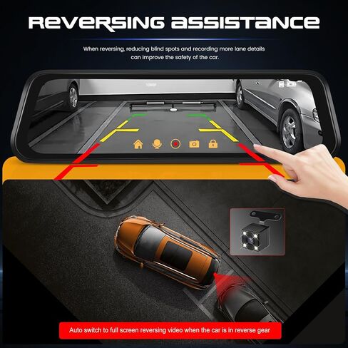 Mirror Dash cam Backup Camera, 4.5 inch with 1080P IPS Screen Mirror for Cars Front and Rear View Backup Camera Night Vision, Parking Assistance, Loop Recording, 24 Hours Parking Mode, G-Sensor in Saudi Arabia