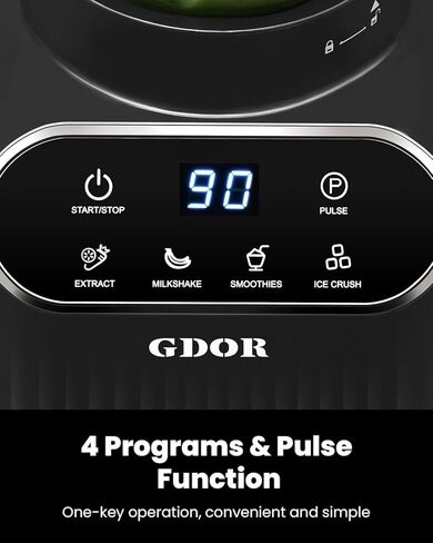 GDOR Professional Blender for Kitchen, 1200 Peak Watts Smoothie Blender, 5 Functions for Ice Crushing & Frozen Fruit, 52 Oz Glass Jar & 24 Oz To-Go Cup Combo, Self-Cleaning, Gray in Kuwait