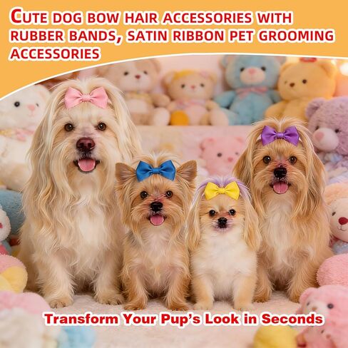 60PCS (30 Pairs) Cute Small Dog Hair Bows with Rubber Bands, Handmade Grosgrain Ribbon Pet Grooming Accessories for Yorkie, Shih Tzu, Puppy in Saudi Arabia