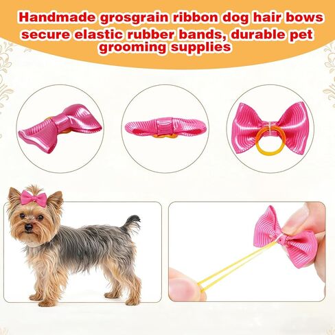 60PCS (30 Pairs) Cute Small Dog Hair Bows with Rubber Bands, Handmade Grosgrain Ribbon Pet Grooming Accessories for Yorkie, Shih Tzu, Puppy in Saudi Arabia