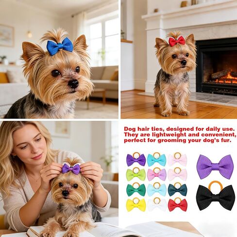 60PCS (30 Pairs) Cute Small Dog Hair Bows with Rubber Bands, Handmade Grosgrain Ribbon Pet Grooming Accessories for Yorkie, Shih Tzu, Puppy in Saudi Arabia