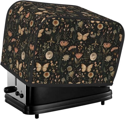 2 Slice Toaster Cover Vintage Butterfly Moon Flower Dust Proof Washable Kitchen Appliance Cover with Pocket, Oxford Fabric Countertop Toaster Protector for Standard Toasters Small Appliances in Saudi Arabia