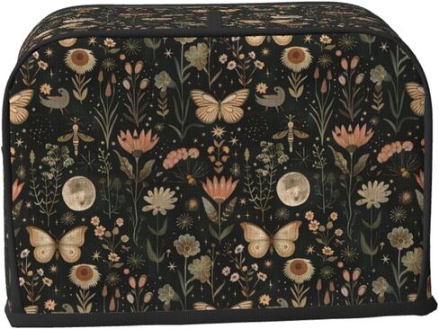 2 Slice Toaster Cover Vintage Butterfly Moon Flower Dust Proof Washable Kitchen Appliance Cover with Pocket, Oxford Fabric Countertop Toaster Protector for Standard Toasters Small Appliances in Saudi Arabia
