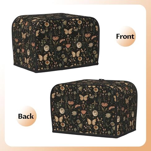 2 Slice Toaster Cover Vintage Butterfly Moon Flower Dust Proof Washable Kitchen Appliance Cover with Pocket, Oxford Fabric Countertop Toaster Protector for Standard Toasters Small Appliances in Saudi Arabia