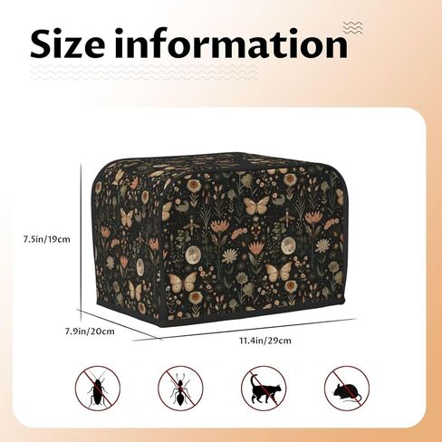 2 Slice Toaster Cover Vintage Butterfly Moon Flower Dust Proof Washable Kitchen Appliance Cover with Pocket, Oxford Fabric Countertop Toaster Protector for Standard Toasters Small Appliances in Saudi Arabia