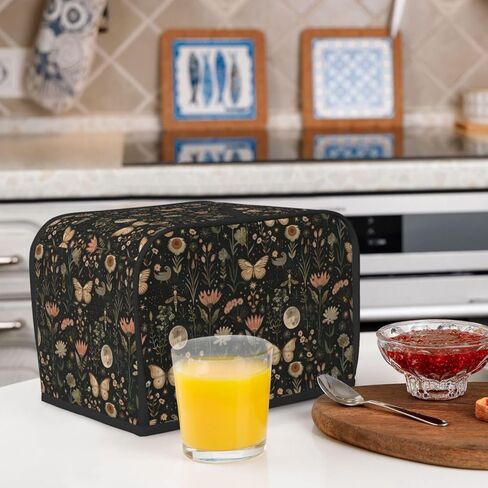 2 Slice Toaster Cover Vintage Butterfly Moon Flower Dust Proof Washable Kitchen Appliance Cover with Pocket, Oxford Fabric Countertop Toaster Protector for Standard Toasters Small Appliances in Saudi Arabia