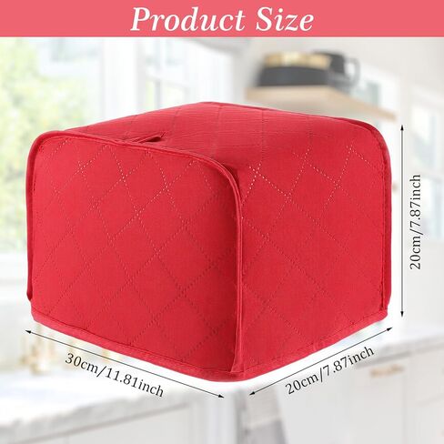 2 Slice Toaster Cover, 11.81" x 7.87" x 7.87" Toaster Covers for Bread Maker, Quilted Polyester & Cotton Dustproof Cover, Fits Most Standard Toasters, Red (1 Piece) in Kuwait