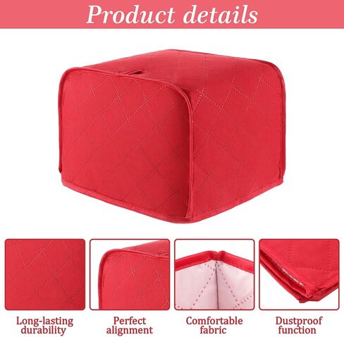2 Slice Toaster Cover, 11.81" x 7.87" x 7.87" Toaster Covers for Bread Maker, Quilted Polyester & Cotton Dustproof Cover, Fits Most Standard Toasters, Red (1 Piece) in Kuwait