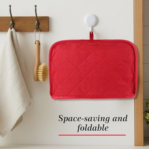 2 Slice Toaster Cover, 11.81" x 7.87" x 7.87" Toaster Covers for Bread Maker, Quilted Polyester & Cotton Dustproof Cover, Fits Most Standard Toasters, Red (1 Piece) in Kuwait