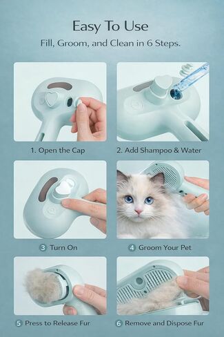 HuggleTail Pet Grooming Brush with Mist Spray – Self Cleaning Dog & Cat Deshedding Brush, Rechargeable Steam Comb for Shedding & Tangles in Kuwait